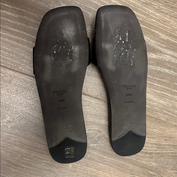 Prada Leather Logo Flat Slides - Picture 3 of 4